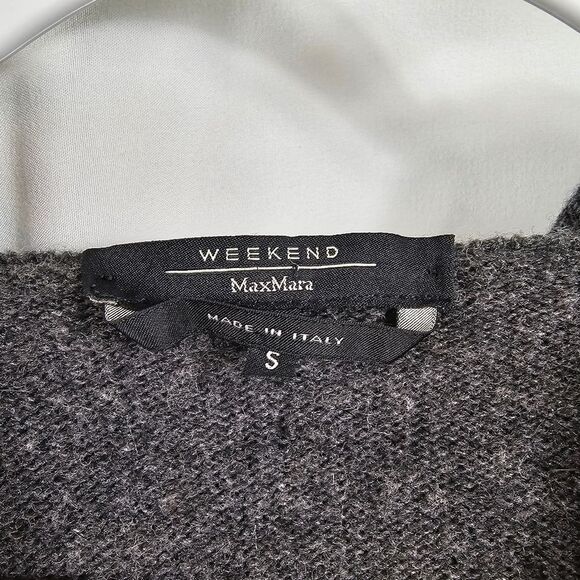 Weekend MaxMara Longline Wool Blend Hooded Cardigan in Charcoal - Size S - Picture 3 of 11